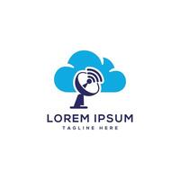 Cloud network technology logo design modern minimal cloud antenna communication vector