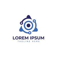 Technology logo design solution triangle circle unique circuit design modern tech business logo vector