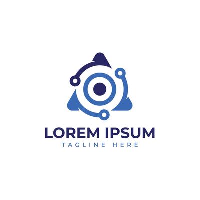 Technology logo design solution triangle circle unique circuit design modern tech business logo