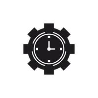 Time Management Concept, Clock Face Inside Gear Wheel Icon. This icon uses a glyp style eps file. vector