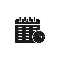Deadline Icon, Calendar with Clock Symbolizing Schedule. This icon uses a glyp style eps file. vector