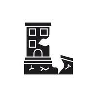Earthquake Damage Icon,Collapsed Building Illustration. These icons use glyp style eps files. vector
