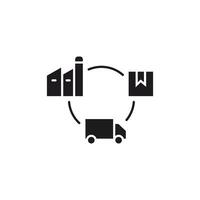 Supply Chain Cycle Icon, Production, Shipping, and Delivery. This icon uses editable glyp style eps file. vector