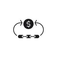 This icon represents blockchain-based money transfer, which represents secure and decentralized financial transactions. This icon uses glyp style eps file. vector