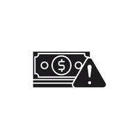 Financial Risk Concept,Stack of Money with Warning Sign. This icon uses a glyp style eps file. vector