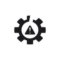 This icon depicts a broken gear with a warning sign in the middle, which symbolizes a system failure, error, or technical problem. This icon uses a glyp style eps file. vector