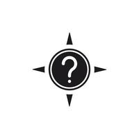 illustration of a compass icon featuring a bold question mark in the center, symbolizing uncertainty and direction-finding. This icon uses an editable glyp style eps file. vector