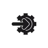 Integrated Arrow Data Input Processing with Gear Symbol. These icons use glyp style eps files. vector