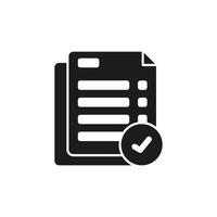 graphic illustration of stack of documents with prominent check marks, symbolizing completion, verification, and accuracy. This icon uses editable glyp style eps file. vector