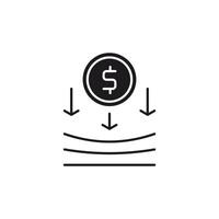 Deflation icon, Falling Dollar Value and Price Decrease. These icons use glyp style eps files. vector
