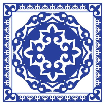 Azulejos portuguese tiles. Blue white ethnic patterned background. Arabesque ornament. Azulejo seamless square pattern with damask ornament, arabesque,floral element. Ornament for ceramic tile