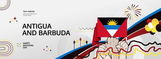 November 1 Antigua and Barbuda Independence Day. Modern greeting banner. Festive horizontal background, a great digital header for travel events. vector
