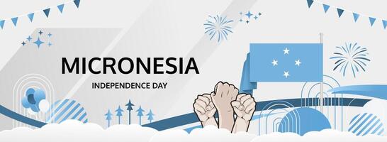 November 3, Happy Micronesia Independence Day banner. Modern festive design. Micronesian National Day wide background with Micronesian flag colors. Ideal for digital headers. vector