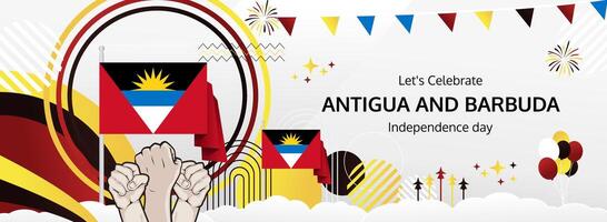 Antigua and Barbuda Independence November 1. Modern banner. Horizontal flag colored background. Great for tourism campaigns, website headers, and flash discounts. vector