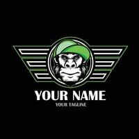 MONKEY MASCOT WITH BASEBALL CAP vector