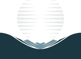 Abstract landscape with sun and mountains in flat design vector