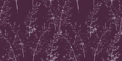 Seamless pattern featuring delicate floral stems on a deep burgundy background. Modern and abstract botanical design perfect for fashion, textiles, digital prints vector