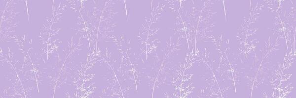 Seamless pattern with delicate botanical stems and fine branches on a pastel purple, violet, lavender background. Elegant and minimalistic nature ornament design for textiles, wallpaper vector