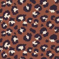 Seamless leopard pattern in earthy tones with black and cream spots on a warm brown background. abstract design animal print. Perfect for fashion, textiles, wild sophistication and elegance. vector