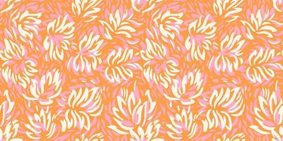 Seamless pattern featuring dynamic abstract floral shapes in rich orange tones. Perfect for print design textiles, wrapping paper, wallpapers, and contemporary decorative projects vector