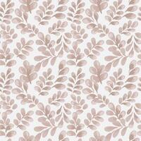 Seamless pattern featuring lush beige leaves on a light background. Pastel, hand painted foliage creates a bold and refreshing botanical design, perfect for fabric, wallpaper, wrapping paper vector