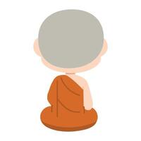 Back View of Meditating Monk vector