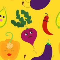 Cartoon Vegetable Characters Seamless Pattern vector