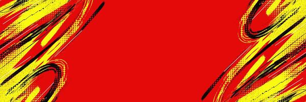 Yellow Black and Red Grunge Background with Halftone. Suitable for Banner, Poster, or Sports Background. Scratch and Texture Elements vector