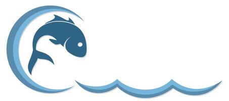 Fish with a blue wave. vector