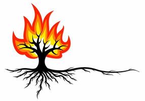 Symbol of burning tree. vector