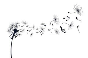 Dandelion with music notes. vector