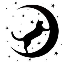 Black cat with moon. vector