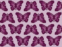 Seamless pixel background with butterflies. vector