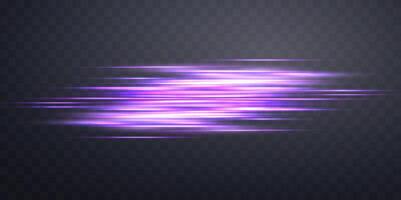 Purple horizontal lensflare. Light flash with rays or violet spotlight and bokeh. Glow flare light effect. vector