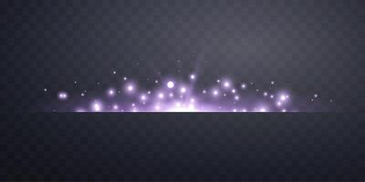 Purple horizontal lensflare. Light flash with rays or violet spotlight and glow flare light effect. vector