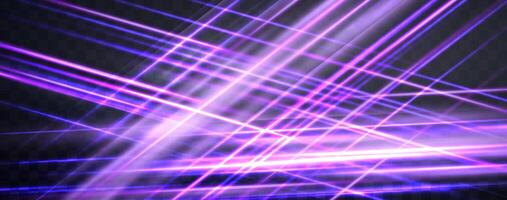 Speed rays, velocity light neon flow, zoom in motion effect, purple glow speed lines. vector