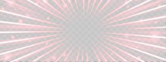 Radial speed rays, light neon flow, zoom in motion effect, red glow speed lines, colorful light trails, perspective stripes Abstract background, illustration. vector