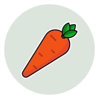 Cute cartoon of a fresh carrot with green leaves. Simple flat design. vector