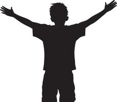 Silhouette of a child with arms outstretched, expressing joy or freedom vector