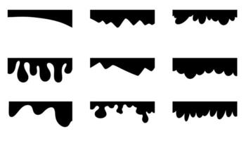 Set of abstract black header and border separators for websites and apps. Includes top and bottom dividers in various shapes. Perfect for web pages, banners, posters, backgrounds, and UI design. vector