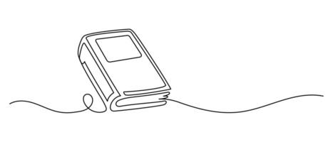 One line drawing of a closed book. Minimal continuous line illustration. Simple thin line style. Great for education, literature, libraries, reading and knowledge themes. vector