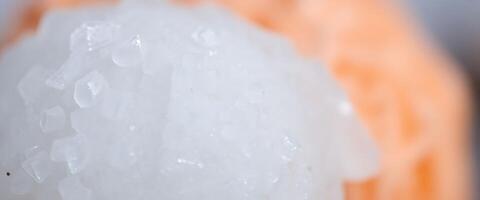 close up of a white substance on an orange object photo