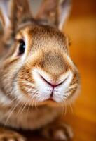 A close up of a rabbit with its nose photo