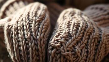 close up of a brown knitted object photo