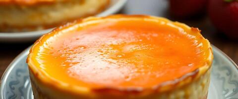 A close up of a cheesecake on a plate photo