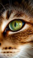 A close up of a cat's eye with green eyes photo