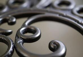 close up of a metal object with a mirror in the background photo