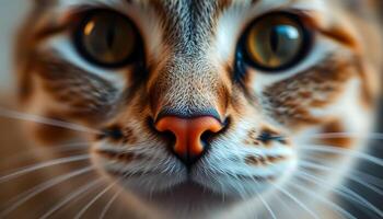 A close up of a cat's face with a big nose photo