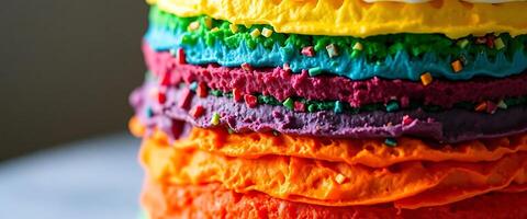 close up of a multi colored cake photo