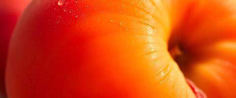 A close up of a tomato with water droplets on it photo